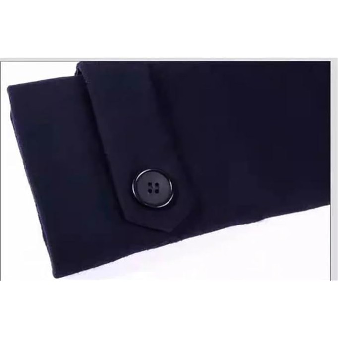 Men Long Warm Casual Woolen Pea Coats Double Breasted Solid Slimming Overcoats Fall Winter