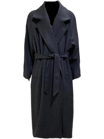 Men's Oversized Long Warm Wool Blends Coat Woolen Overcoat Fall Winter With Belt Pea Coats