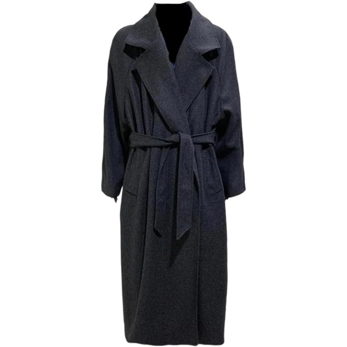 Men's Oversized Long Warm Wool Blends Coat Woolen Overcoat Fall Winter With Belt Pea Coats
