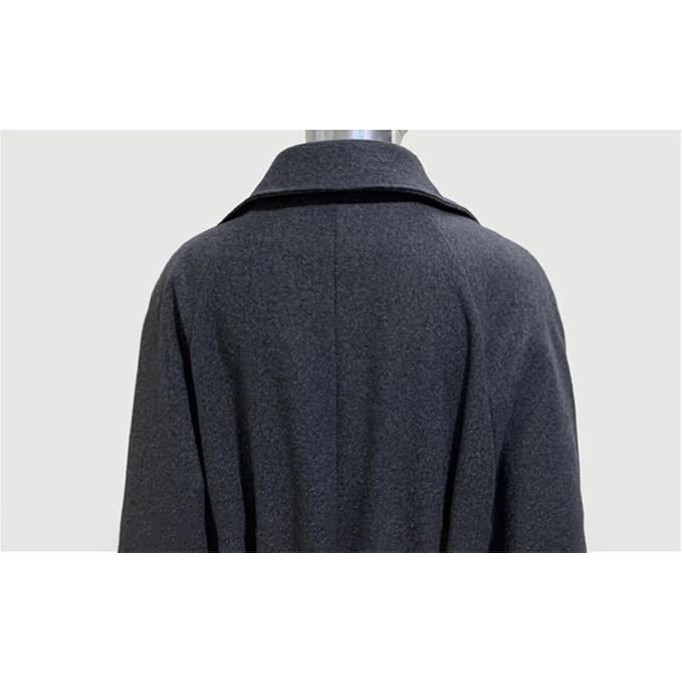 Men's Oversized Long Warm Wool Blends Coat Woolen Overcoat Fall Winter With Belt Pea Coats