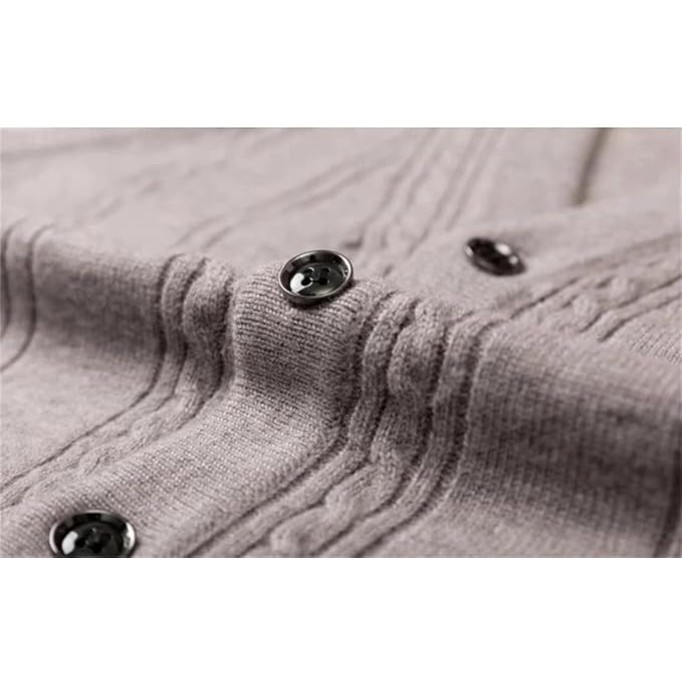 Men's V-Neck Cashmere Cardigan Vest, Loose Sleeveless Knitted Sweater Vest for Autumn and Winter
