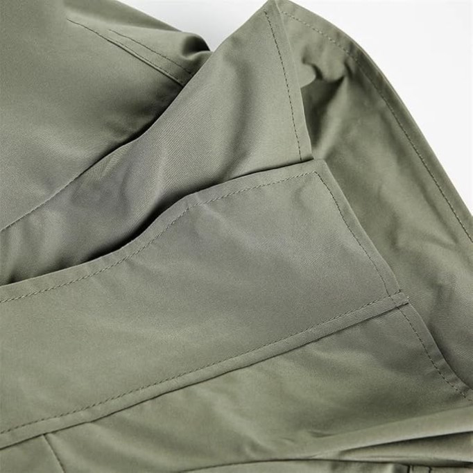 Mens Solid Color Spliced Casual Jacket Retro Safari Style Stand Collar Long Sleeve Trenchcoats