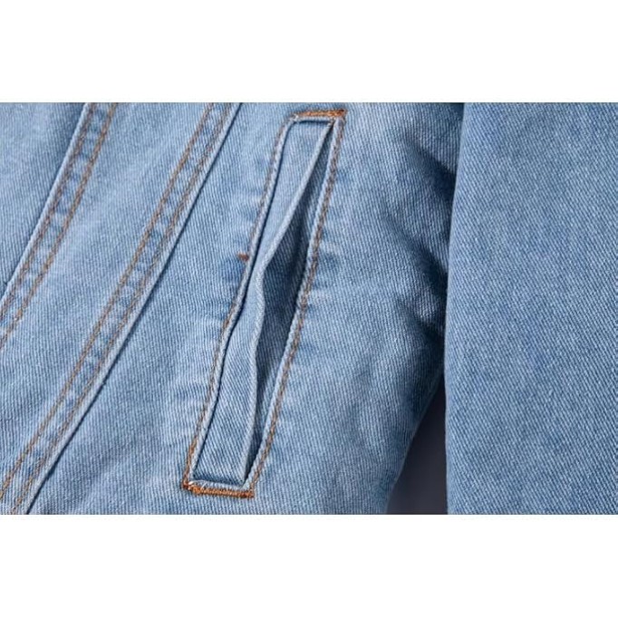 Plush Denim Cotton Jacket, Lamb Thick Coat, Oversized Slim fit men's