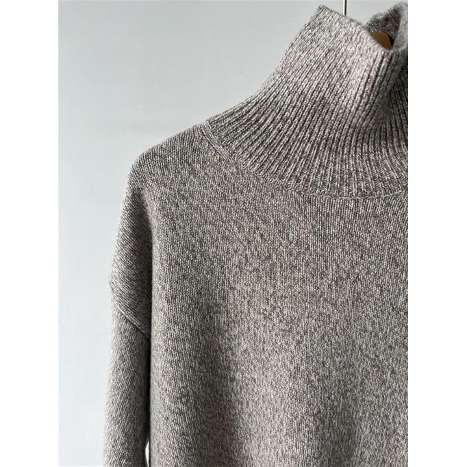 Women's Pullover Sweaters Long Sleeve Turtleneck Loose Knit Thicken Warm Pullovers