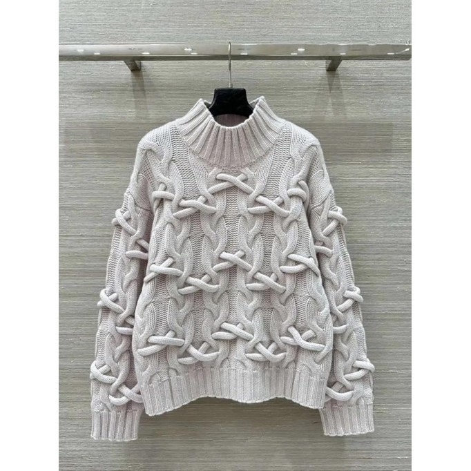 Women's Wool Thicken Sweaters Pullovers High Neck Long Sleeve Loose Casual Cable Knit Jumper
