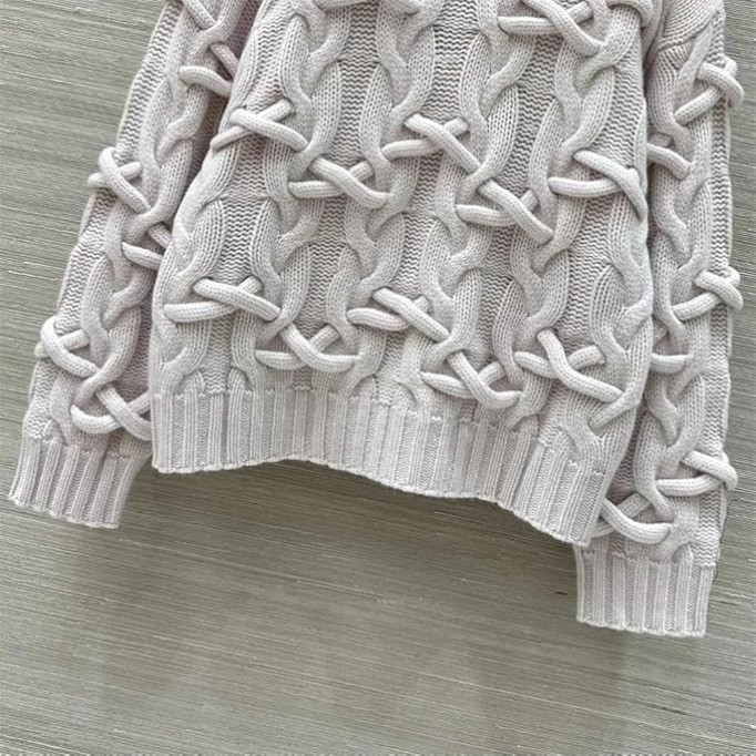 Women's Wool Thicken Sweaters Pullovers High Neck Long Sleeve Loose Casual Cable Knit Jumper