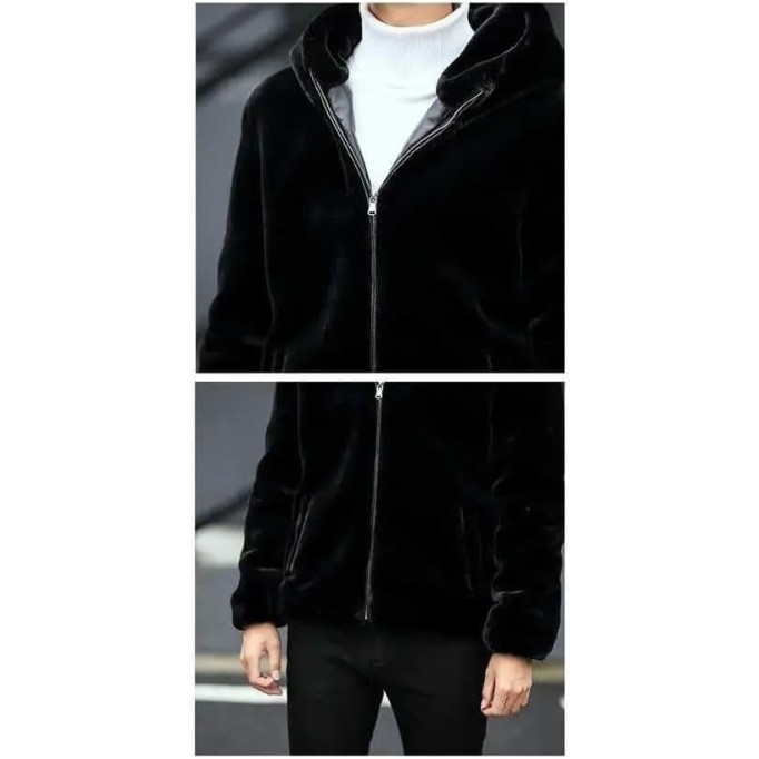 Men's Winter Thick Warm Soft Faux Fur Blazer Coat Long Sleeve Casual Loose Fit Fluffy Jacket