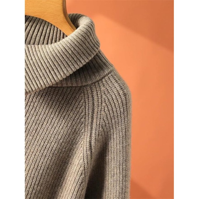 Women's Lapel, Diagonal Zippered, Thickened, Casual, Loose Knit Sweater