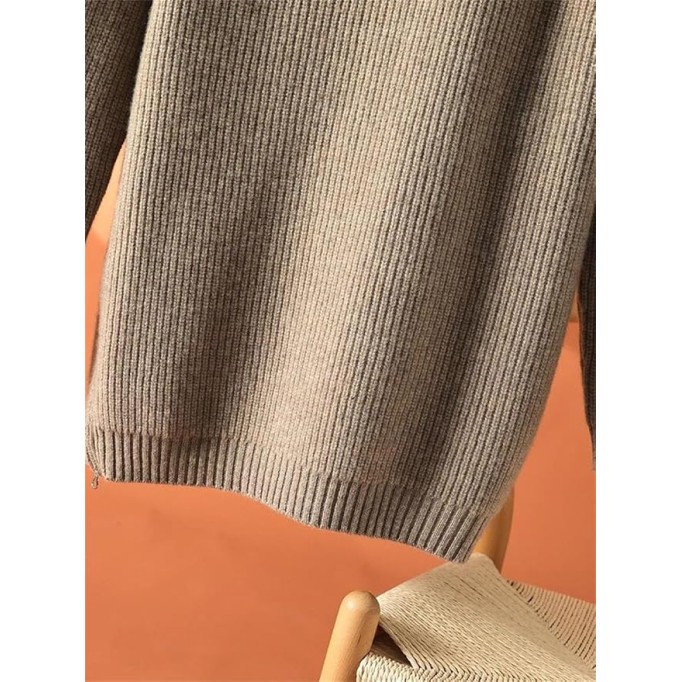 Women's Lapel, Diagonal Zippered, Thickened, Casual, Loose Knit Sweater