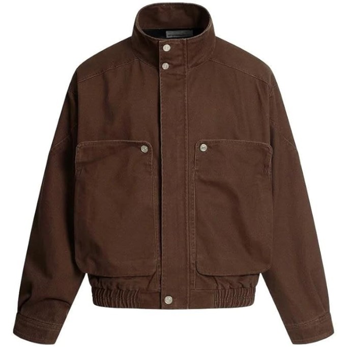 Men's Casual Canvas Bomber Jacket, Multi-Pocket, Retro Fall Winter Style