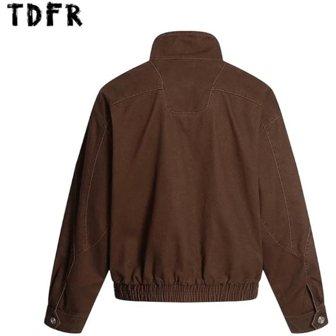 Men's Casual Canvas Bomber Jacket, Multi-Pocket, Retro Fall Winter Style