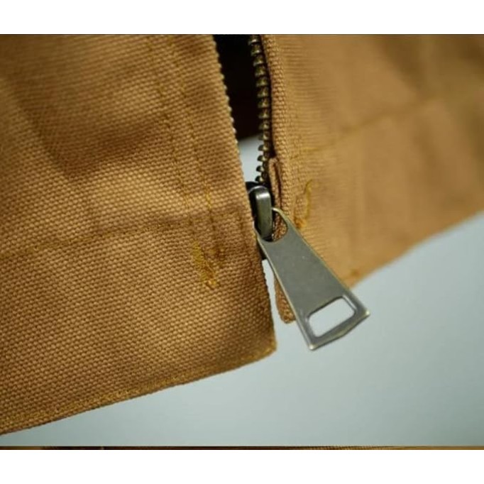 Men's Vintage Canvas Bomber Jacket, Retro Casual, Multi-Pocket Design, Loose Fit Fall Coat