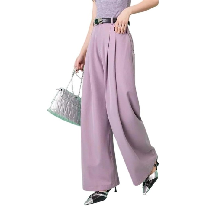 Women's Solid Color High-Waisted Multi-Pocket Spring/Summer Loose Straight-Leg Wide-Leg Pants