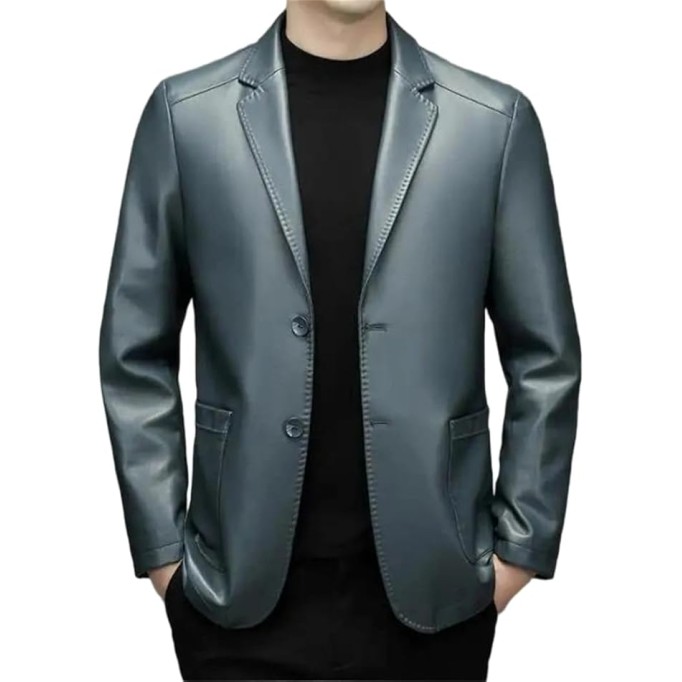 Men's Spring Winter Luxury Leather Suit Jacket Casual Business Coat​