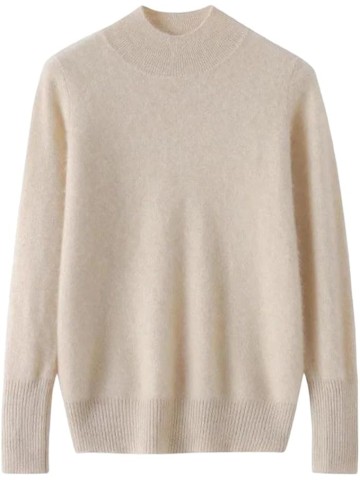 Women's Half High Collar Thickened Cashmere Pullover Loose Knit Sweater Soft Warm Winter Top