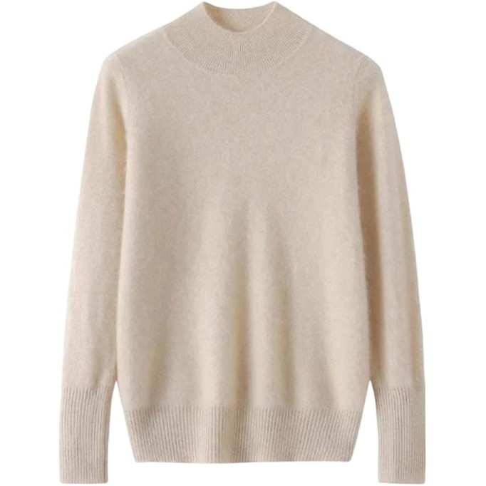 Women's Half High Collar Thickened Cashmere Pullover Loose Knit Sweater Soft Warm Winter Top