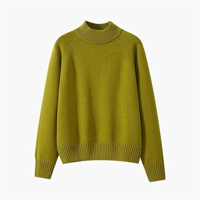 Women's Half High Collar Stretch Knit Pullover Loose Long Sleeve Casual Jumper Fall Sweater