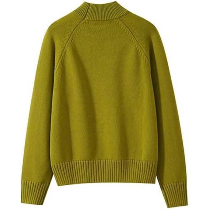 Women's Half High Collar Stretch Knit Pullover Loose Long Sleeve Casual Jumper Fall Sweater